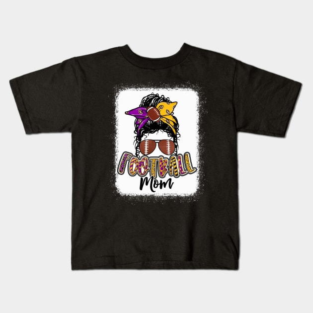 Football Mom Purple and Gold Kids T-Shirt by Wonder man 